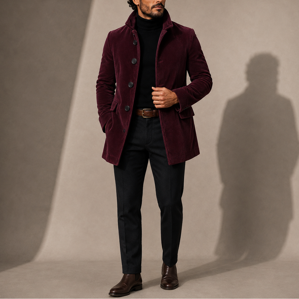 Men's Winter Coat with Stand Collar, Tailored Fit