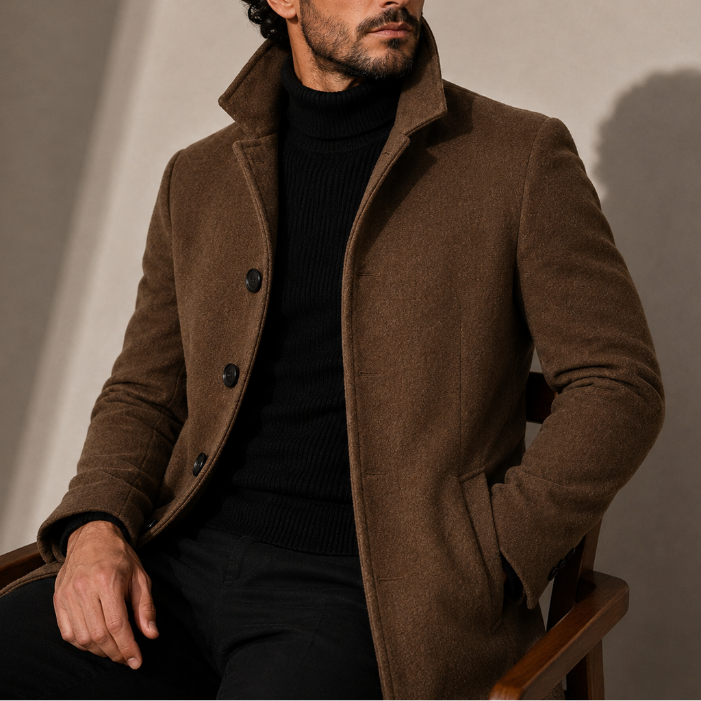 Men's Winter Coat with Stand Collar, Tailored Fit