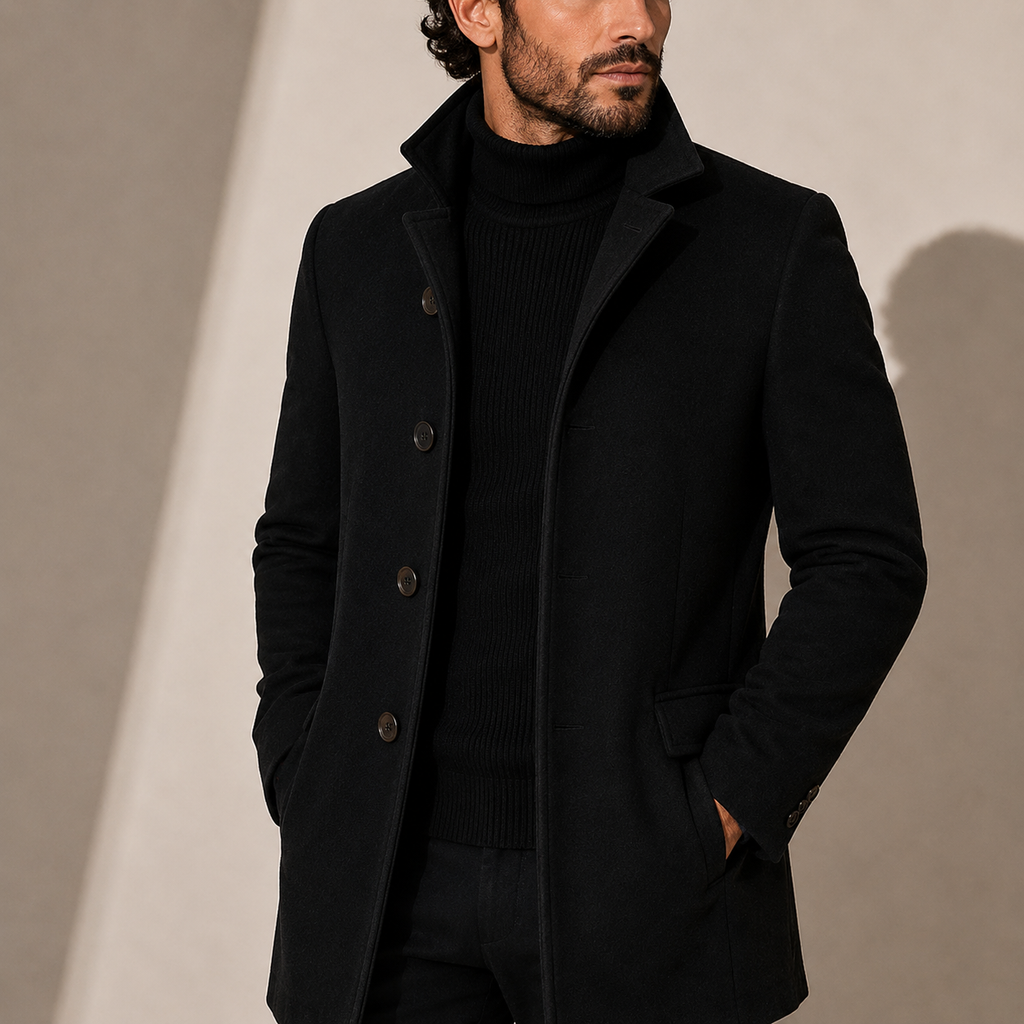 Men's Winter Coat with Stand Collar, Tailored Fit