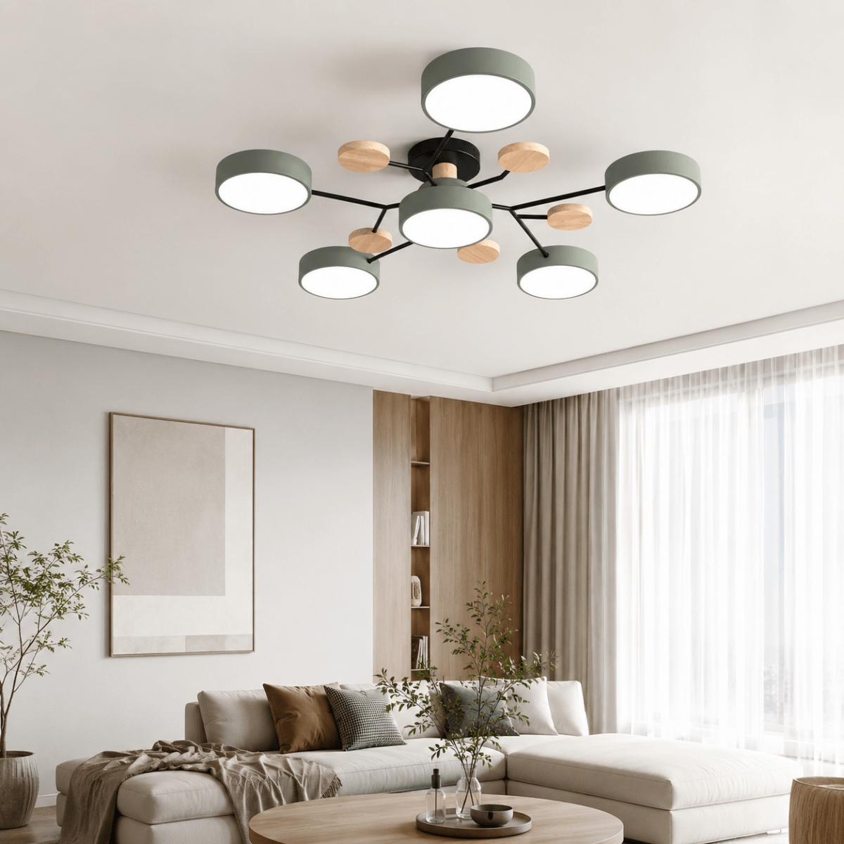 Round LED Ceiling Light - Modern Minimalist Design with Multiple Heads