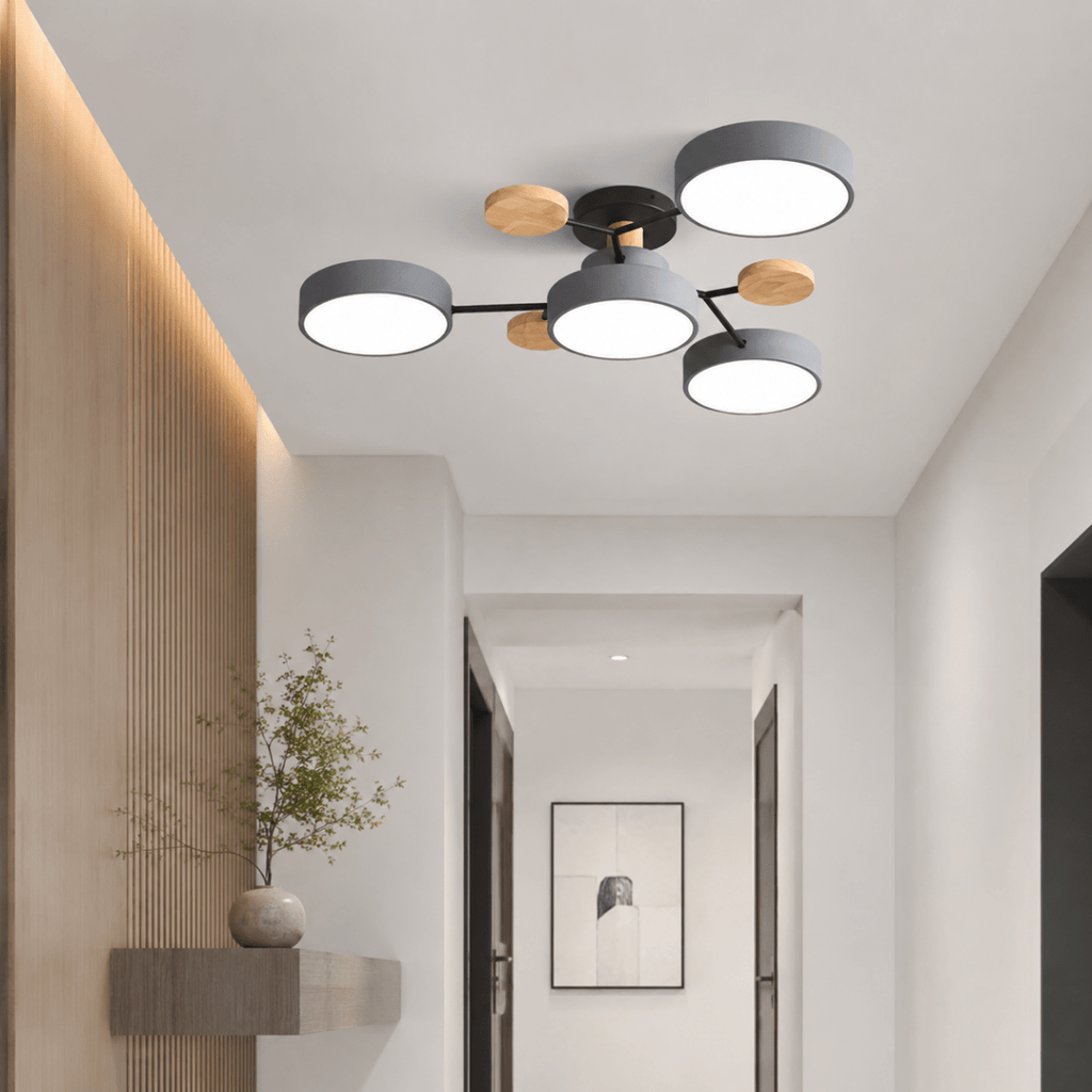 Round LED Ceiling Light - Modern Minimalist Design with Multiple Heads