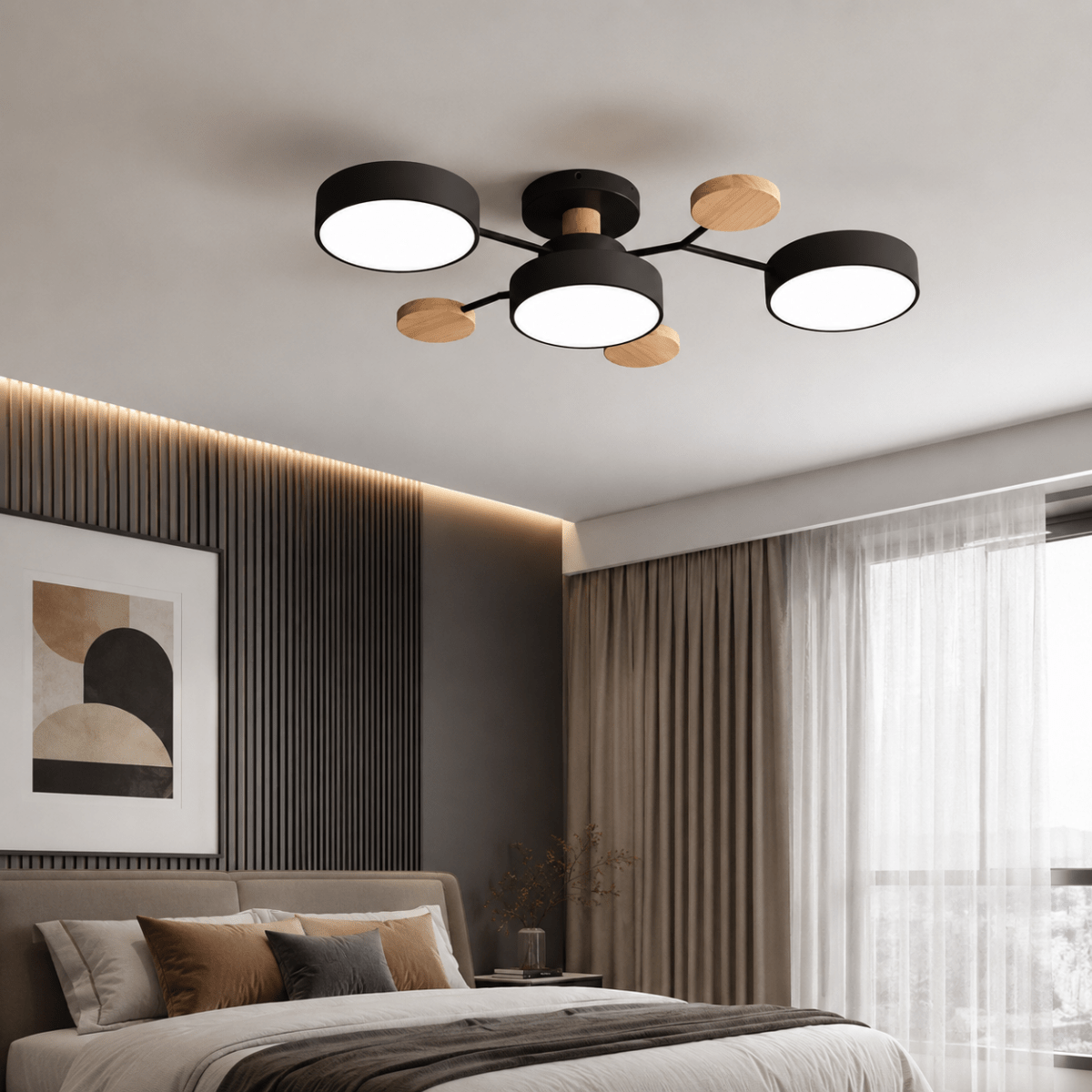 Round LED Ceiling Light - Modern Minimalist Design with Multiple Heads