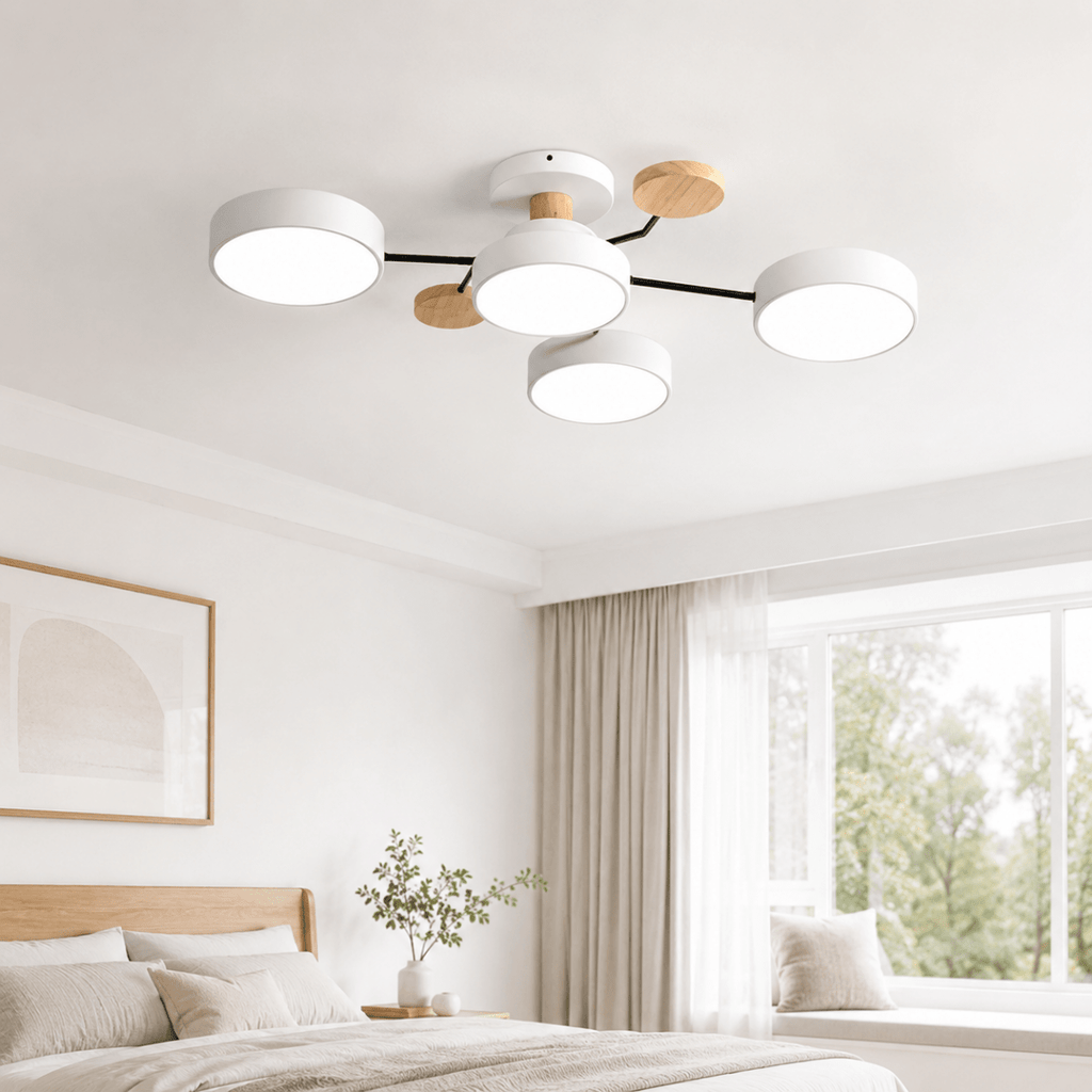 Round LED Ceiling Light - Modern Minimalist Design with Multiple Heads