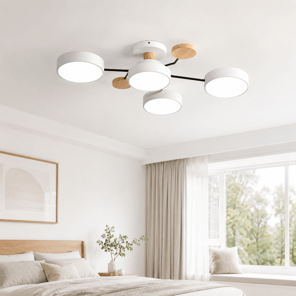 Round LED Ceiling Light - Modern Minimalist Design with Multiple Heads