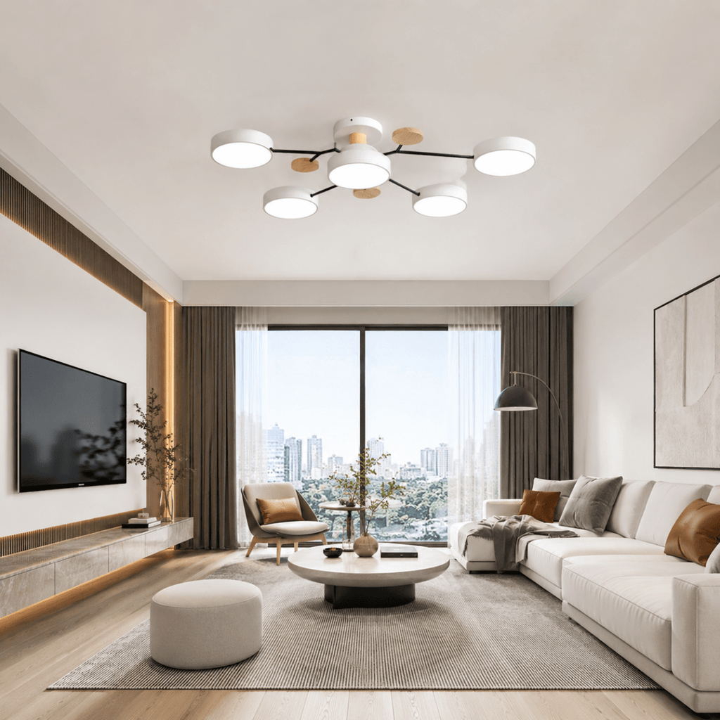Round LED Ceiling Light - Modern Minimalist Design with Multiple Heads