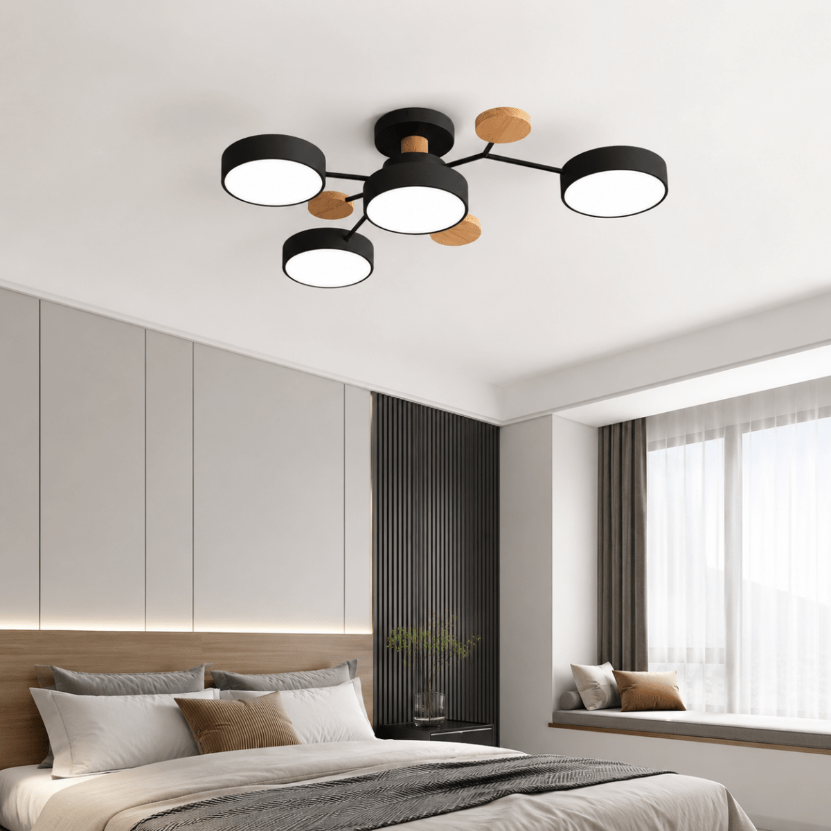 Round LED Ceiling Light - Modern Minimalist Design with Multiple Heads