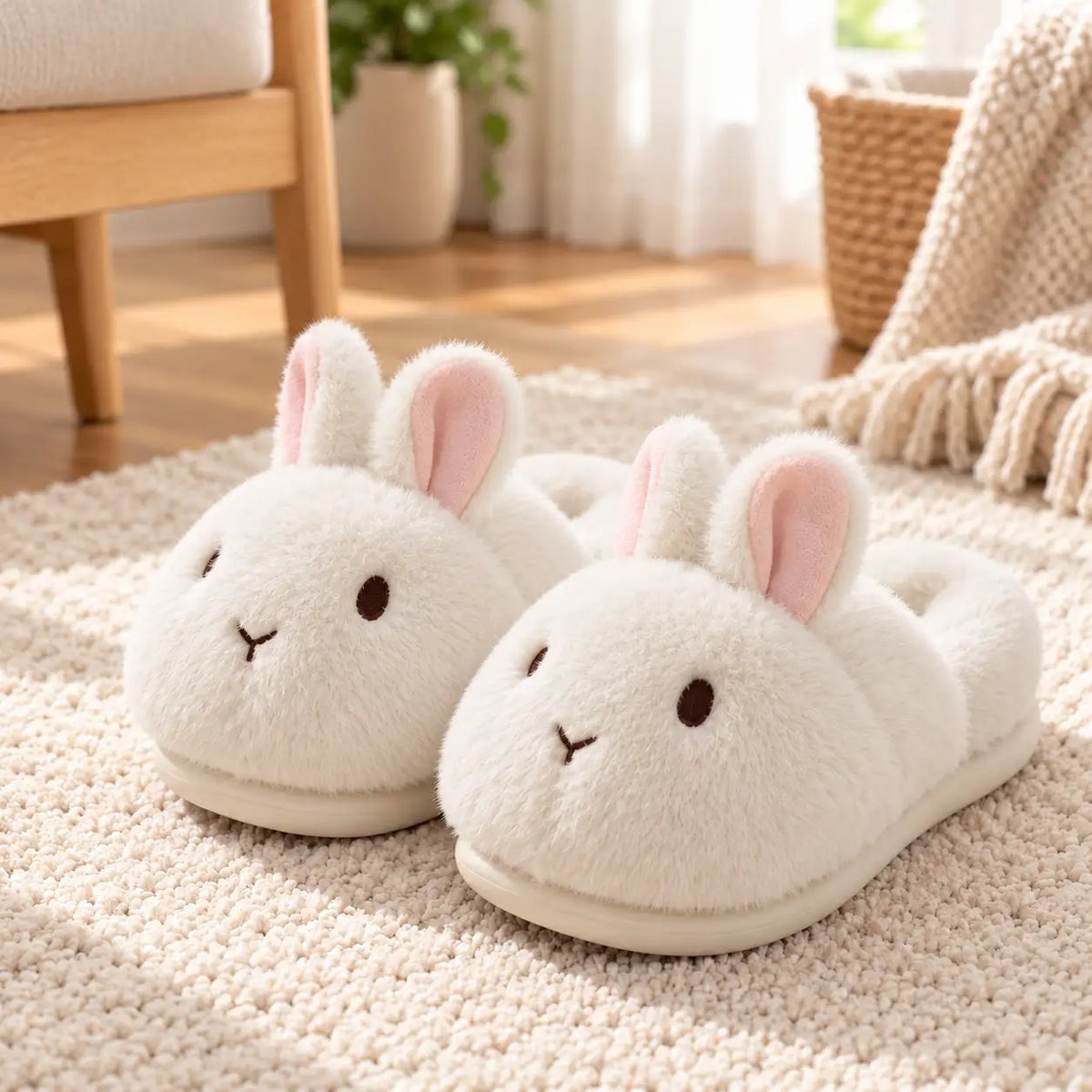 Ladies Slippers Plush Cushioned Sole Non-Slip