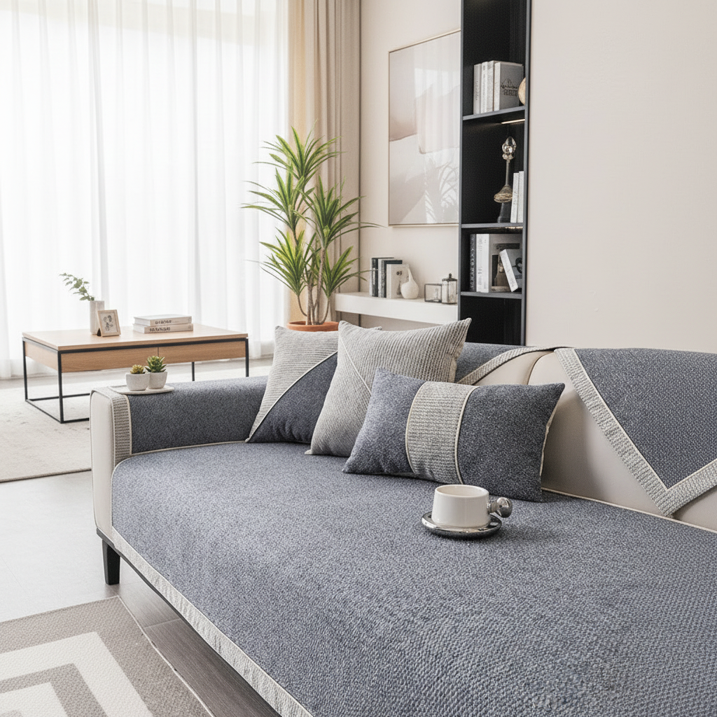 NATURWEFT – Non-Slip Cotton and Linen Sofa Cover for All Seasons