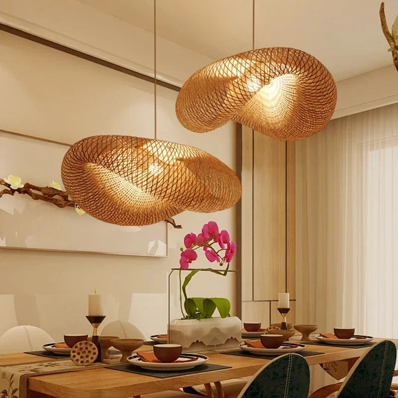 Handmade Bamboo Pendant Light – Natural Scandinavian Design Hanging Lamp