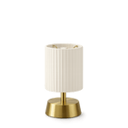 Cleo Rechargeable Cordless Table Lamp - Brass - Ivory Pleated Shade [A]