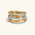 Women's Gold-Plated Stacked Diamond Ring - Sterling Silver