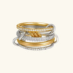 Women's Gold-Plated Stacked Diamond Ring - Sterling Silver