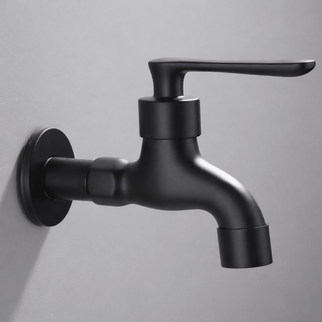 Wall-Mounted Tap, Matte Black Solid Brass, Kitchen Bathroom Garden