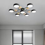 Round Iron Semi-Flush Ceiling Light - LED Chandelier Fixture