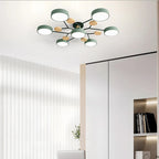 Round Iron Semi-Flush Ceiling Light - LED Chandelier Fixture