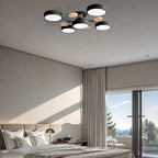 Round Iron Semi-Flush Ceiling Light - LED Chandelier Fixture