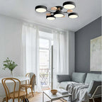Round Iron Semi-Flush Ceiling Light - LED Chandelier Fixture