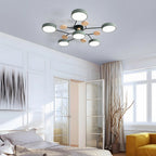 Round Iron Semi-Flush Ceiling Light - LED Chandelier Fixture