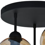 Industrial 3-Light Amber Globe Ceiling Lamp for Living Room, Bedroom