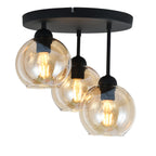 Industrial 3-Light Amber Globe Ceiling Lamp for Living Room, Bedroom