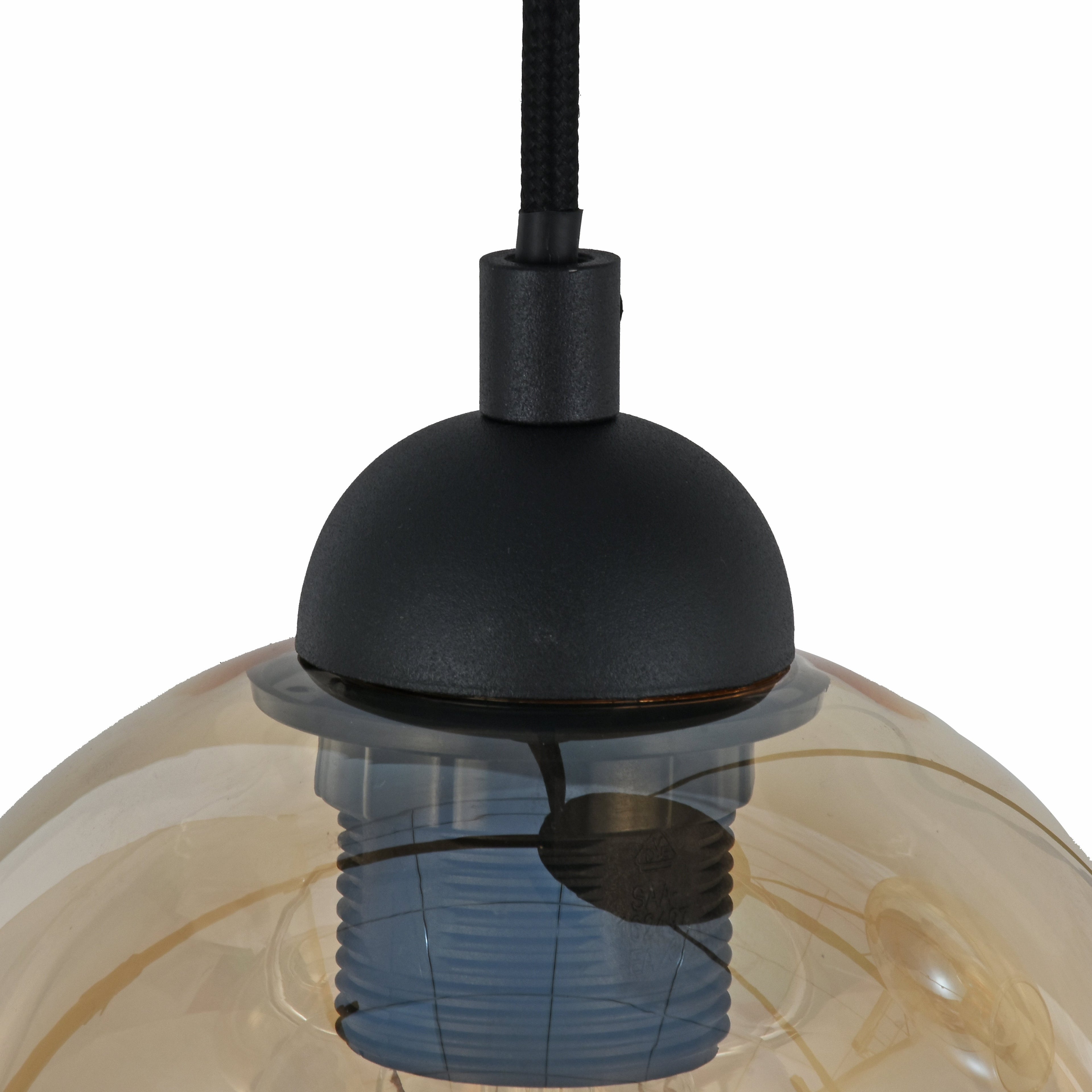 Industrial 4-Light Amber Pendant Lamp for Dining Room, Living Room or Office