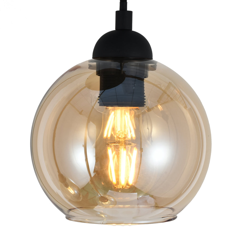 Industrial 4-Light Amber Pendant Lamp for Dining Room, Living Room or Office