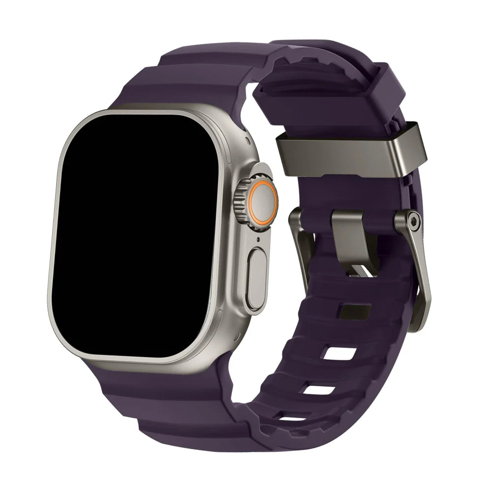 Silicone Watch Strap for Apple Watch with Titanium Buckle