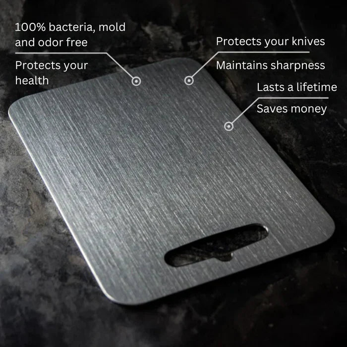 Titanium Cutting Board – Silver Antibacterial Surface, Knife-Friendly
