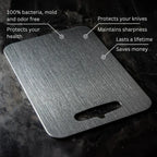 Titanium Cutting Board – Silver Antibacterial Surface, Knife-Friendly