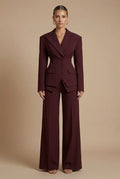 Women's Tailored Two-Piece Suit – Peaked Lapel Blazer & Wide-Leg Trousers