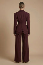 Women's Tailored Two-Piece Suit – Peaked Lapel Blazer & Wide-Leg Trousers