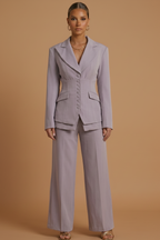 Women's Tailored Two-Piece Suit – Peaked Lapel Blazer & Wide-Leg Trousers