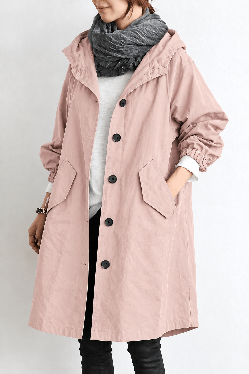 Women's Waterproof Trench Coat with Hood – Spring & Autumn Jacket
