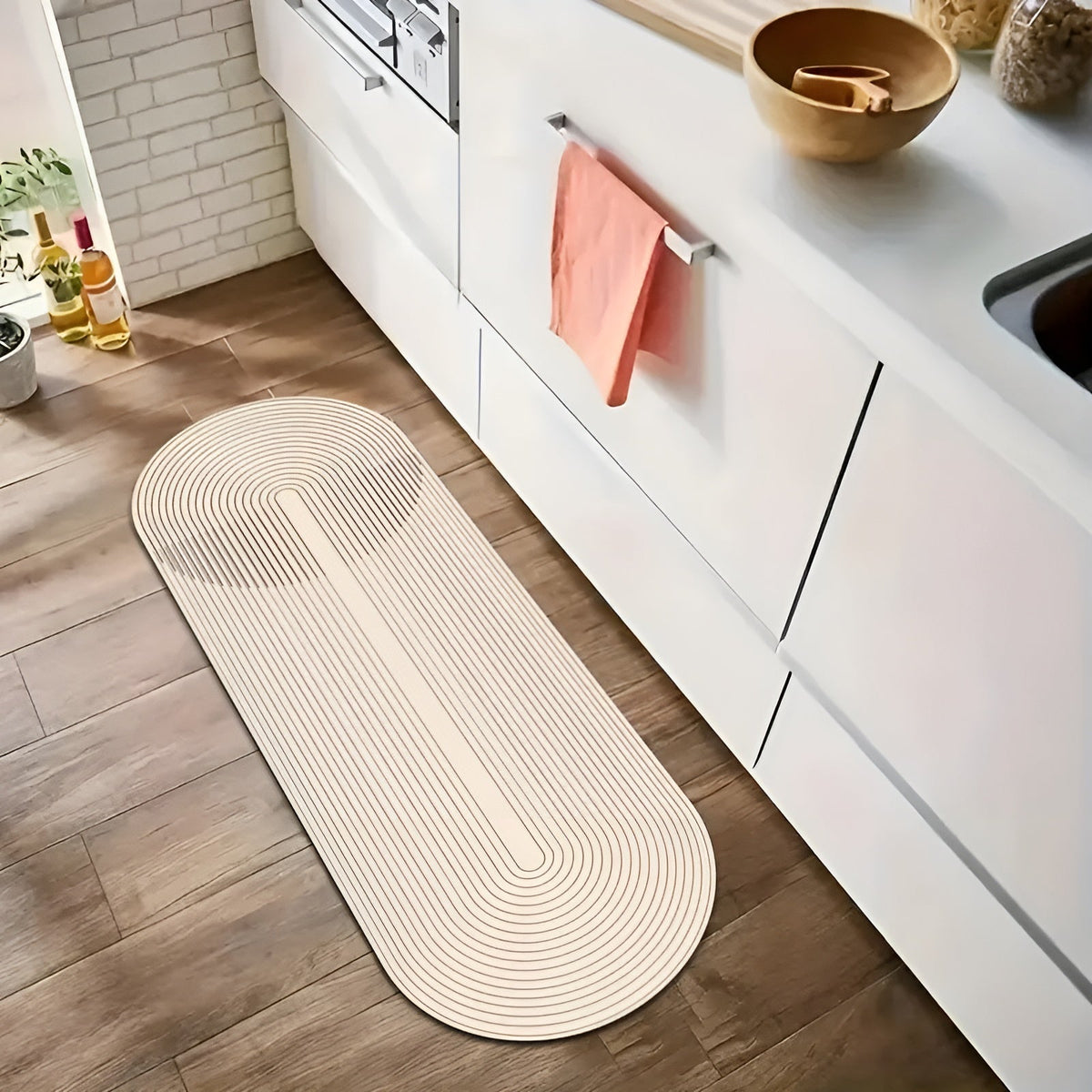 Non-Slip Geometric Pattern Rug – Rubber Backed Mat