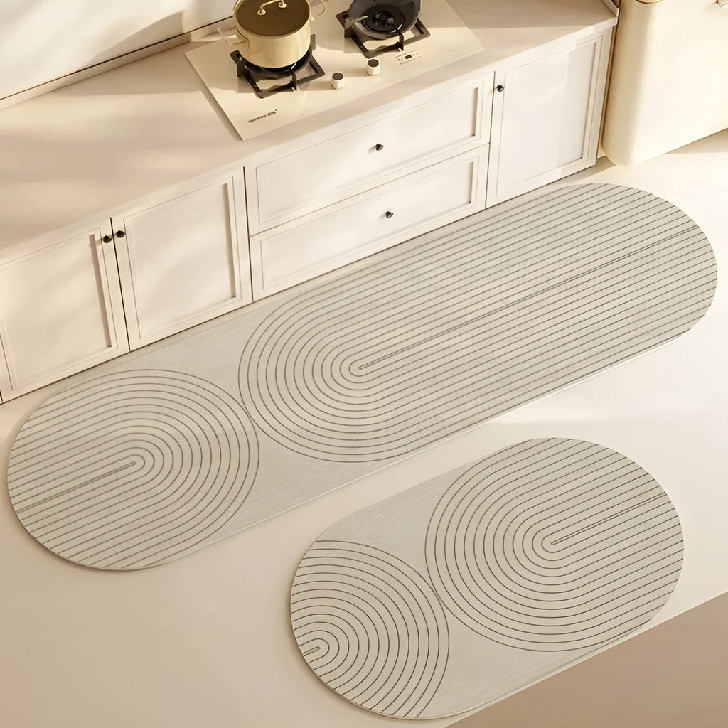 Non-Slip Geometric Pattern Rug – Rubber Backed Mat