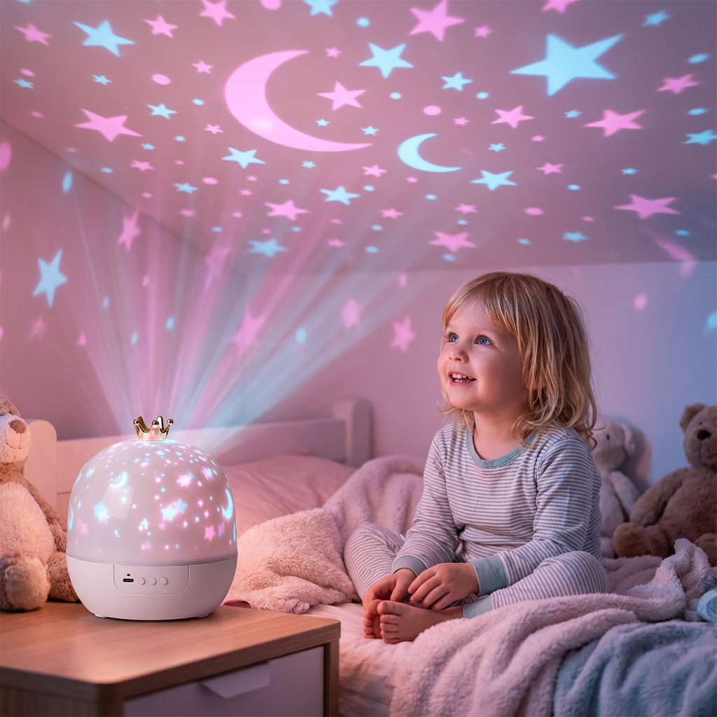 Kids' Night Light & Projector 2-in-1 – Star Sky & Ocean Scenes