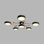 Round Iron Semi-Flush Ceiling Light - LED Chandelier Fixture