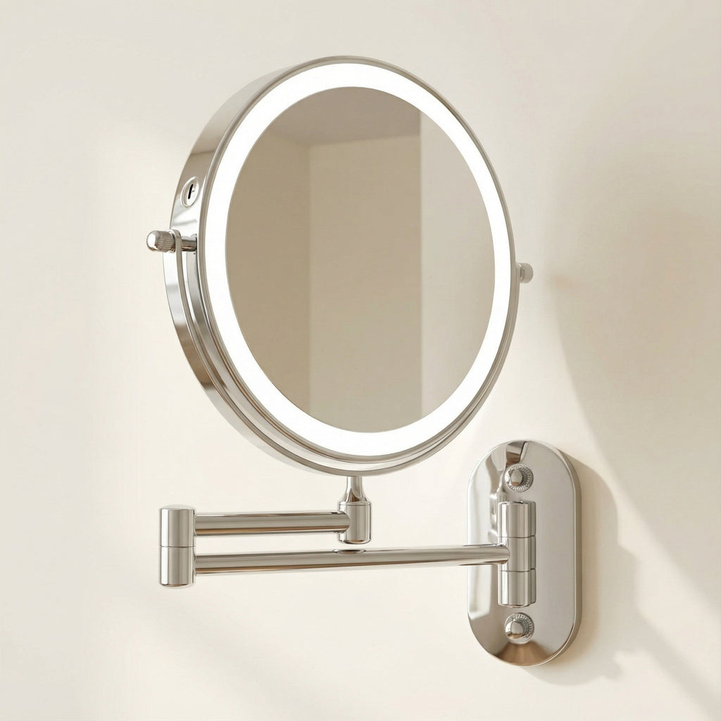 LED Magnifying Mirror – Rechargeable with 3 Light Modes & Wall Mounting