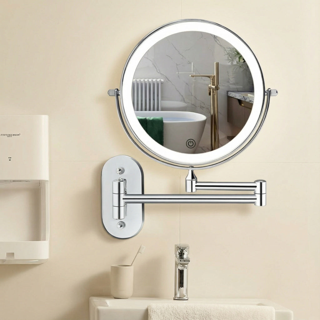 LED Magnifying Mirror – Rechargeable with 3 Light Modes & Wall Mounting