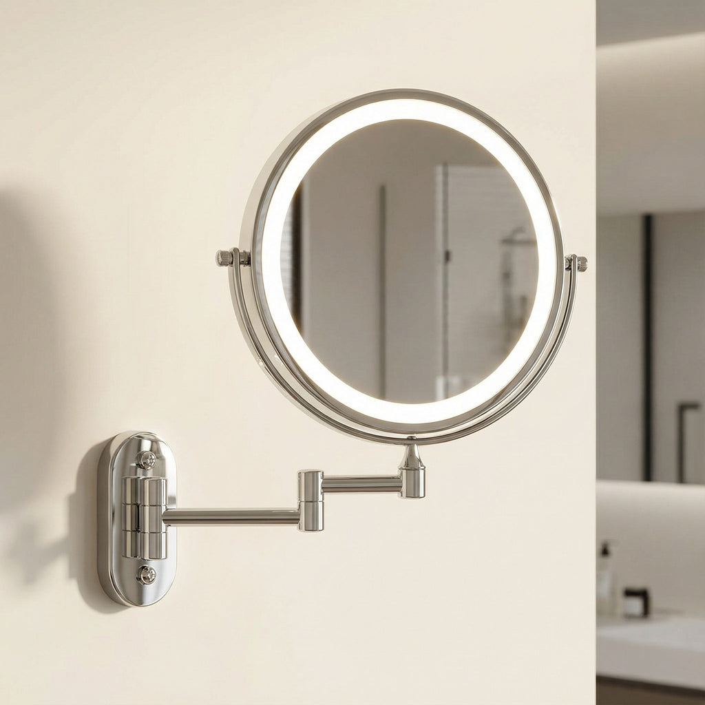 LED Magnifying Mirror – Rechargeable with 3 Light Modes & Wall Mounting