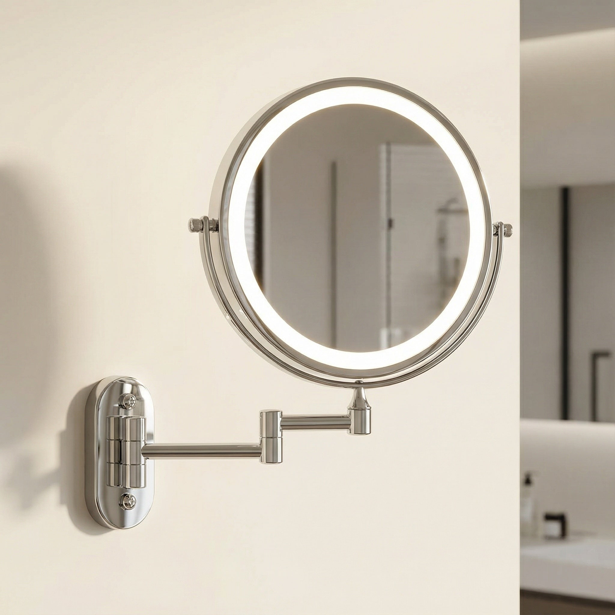 LED Magnifying Mirror – Rechargeable with 3 Light Modes & Wall Mounting