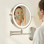 LED Magnifying Mirror – Rechargeable with 3 Light Modes & Wall Mounting