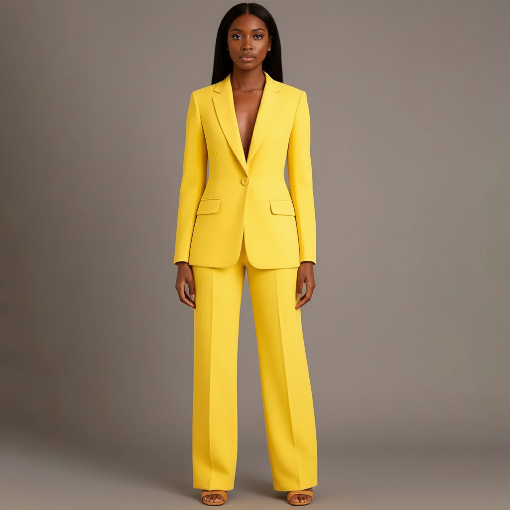 Women's Suits Tailored Long Blazer and Trousers Set