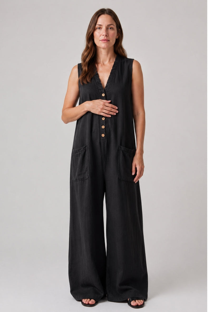 Women's Maternity Jumpsuit Relaxed Stretch Fit with Pockets