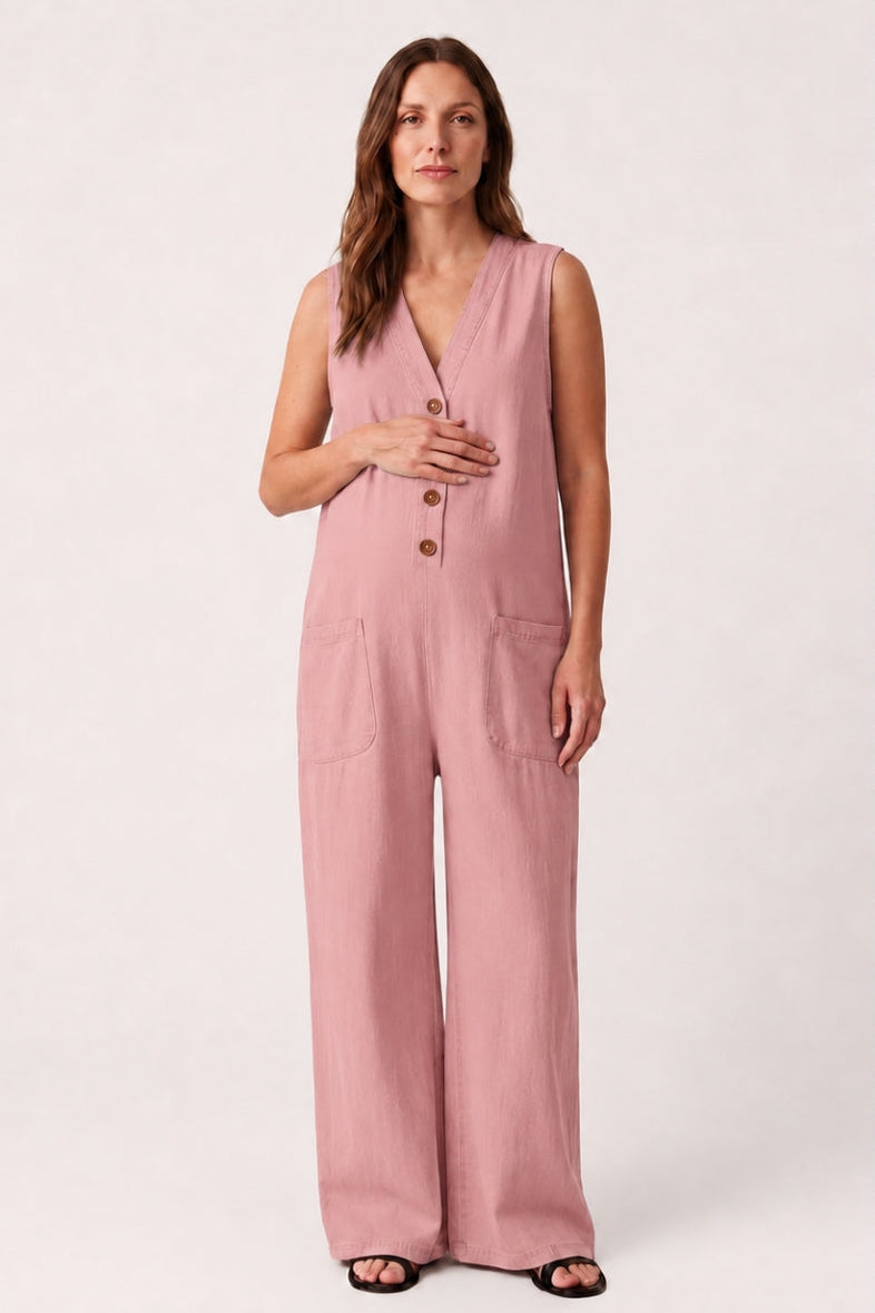 Women's Maternity Jumpsuit Relaxed Stretch Fit with Pockets