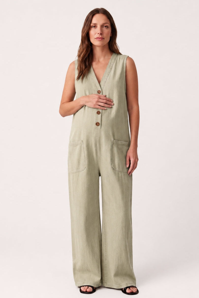 Women's Maternity Jumpsuit Relaxed Stretch Fit with Pockets