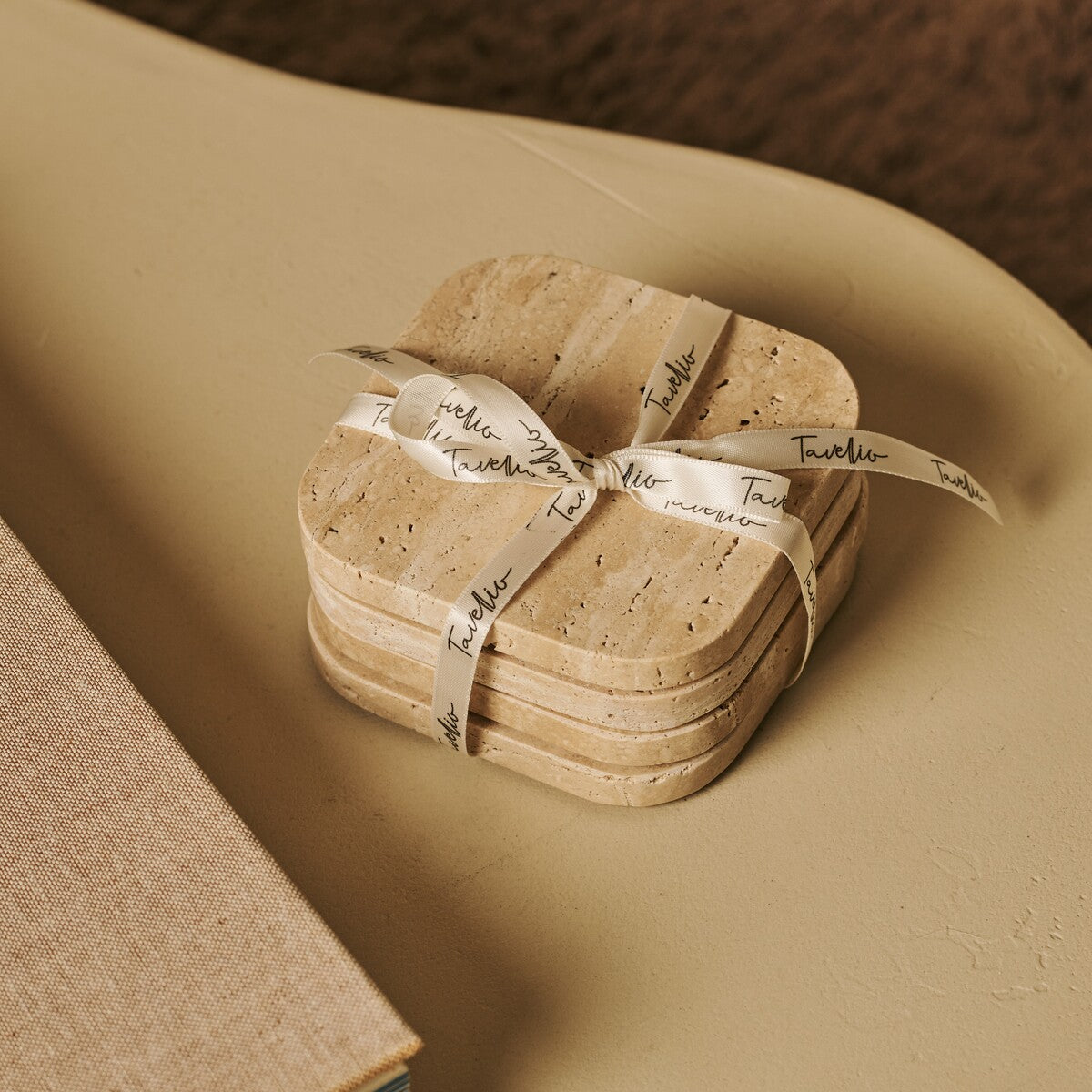 Organic Marble Coaster Set Emperador Dark