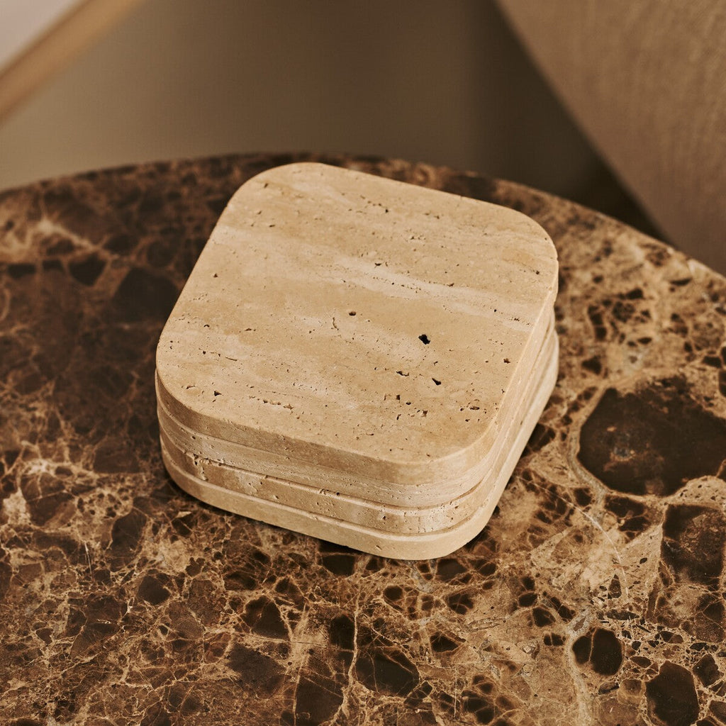 Organic Marble Coaster Set Emperador Dark