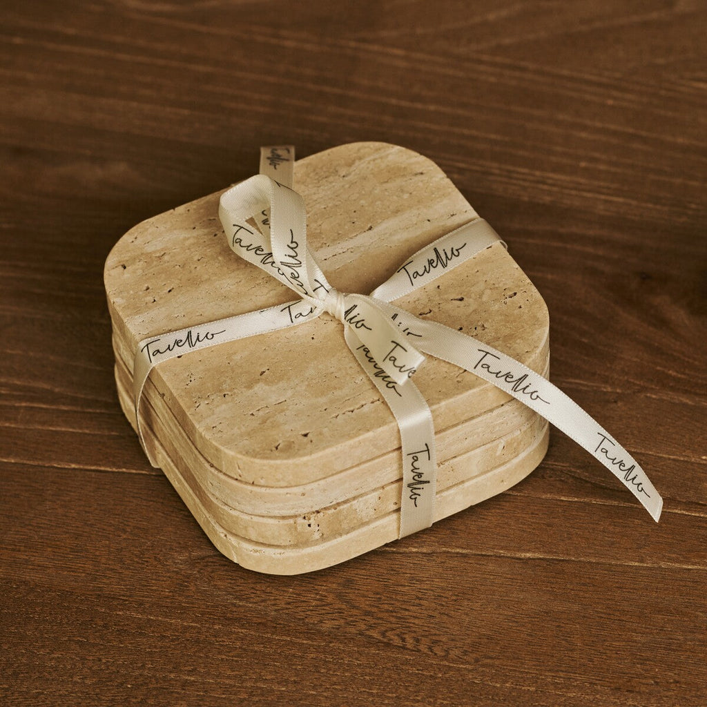 Organic Marble Coaster Set Emperador Dark