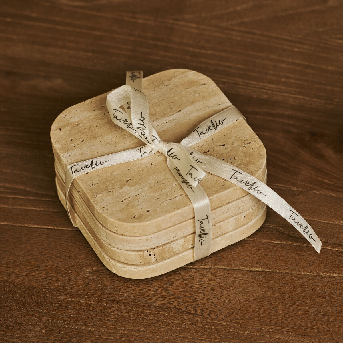Organic Marble Coaster Set Emperador Dark
